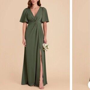 Birdie Gray Fatima Luxe Knit Dress In Olive Stretch Bridesmaid NWT Medium